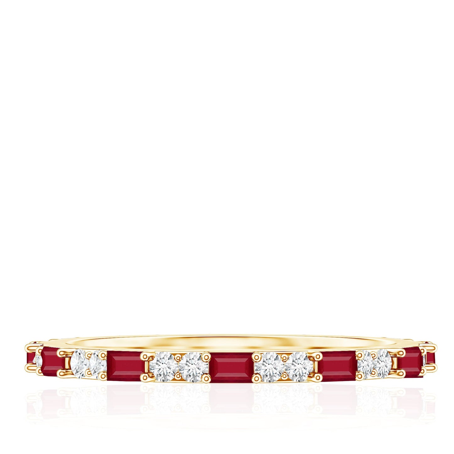 Genuine Baguette Ruby Diamond Eternity Ring for Women