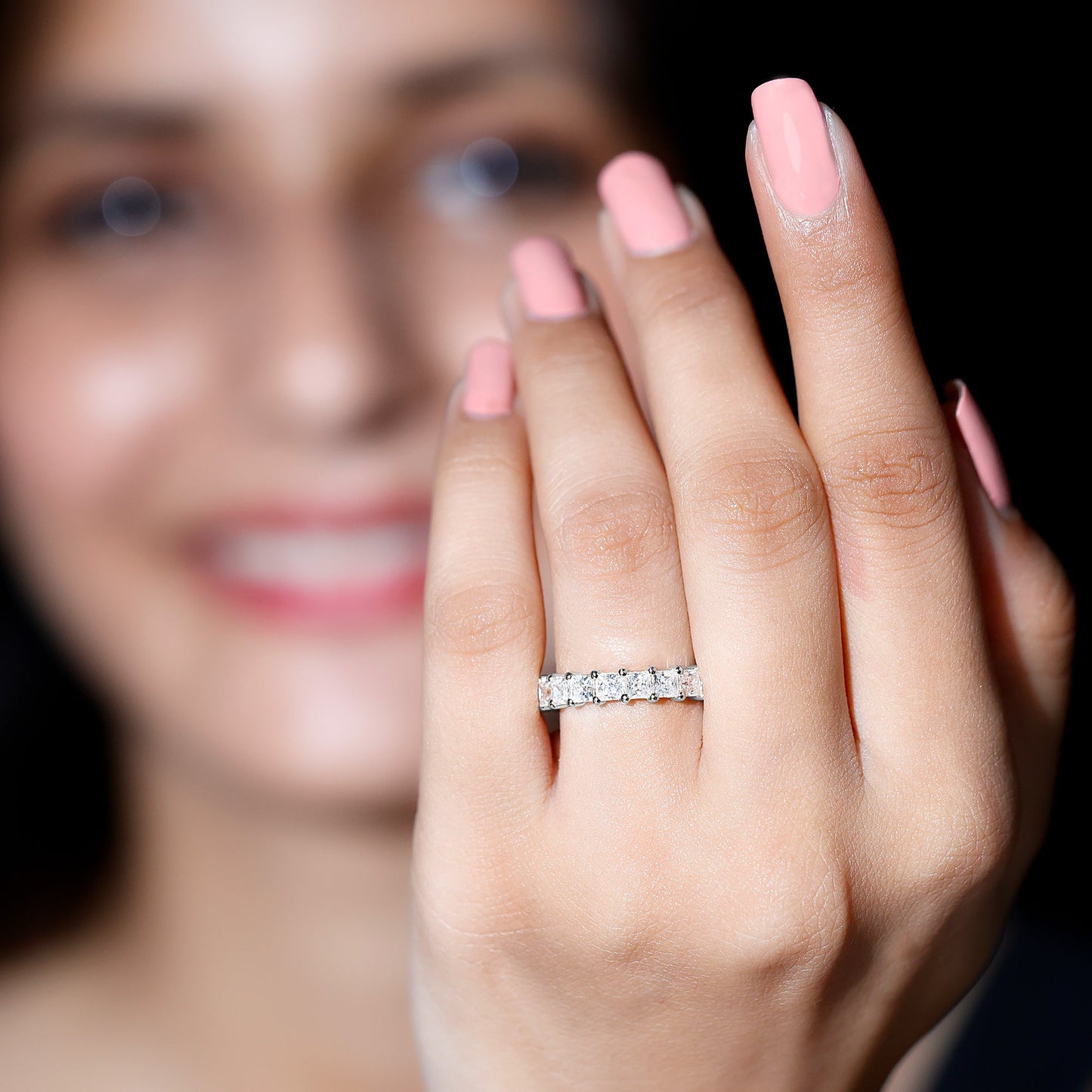 Princess Cut Certified Moissanite Full Eternity Ring