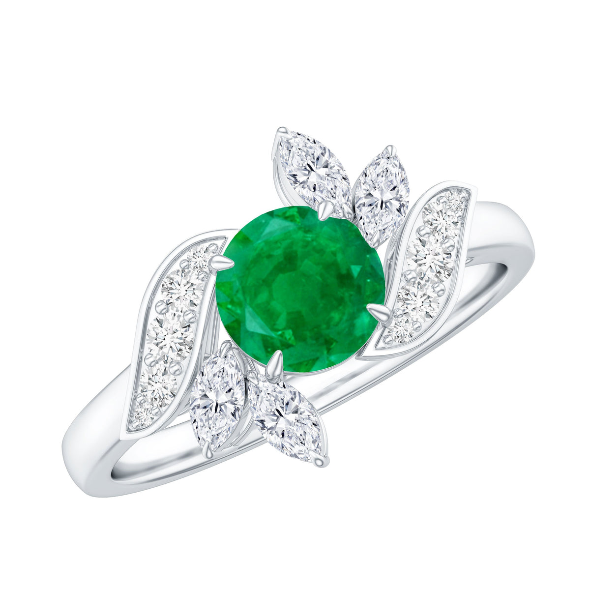 Natural 0.4 Carat Emerald Engagement Ring with Diamond