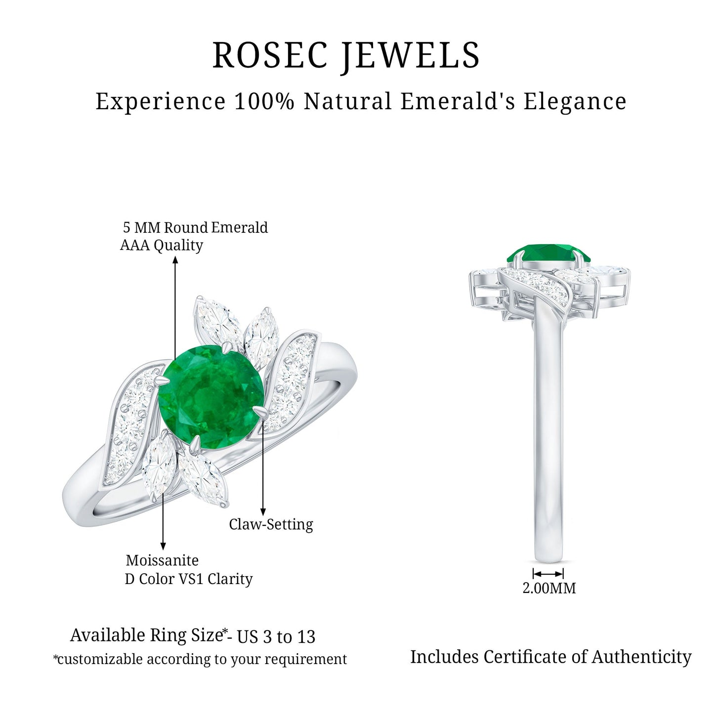 Natural 0.4 Carat Emerald Engagement Ring with Diamond