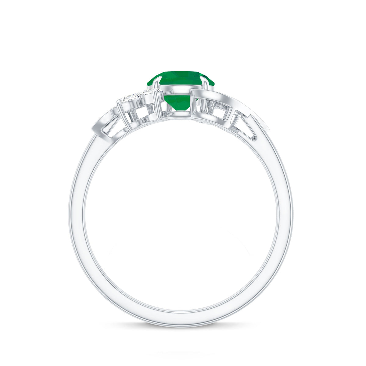 Natural 0.4 Carat Emerald Engagement Ring with Diamond