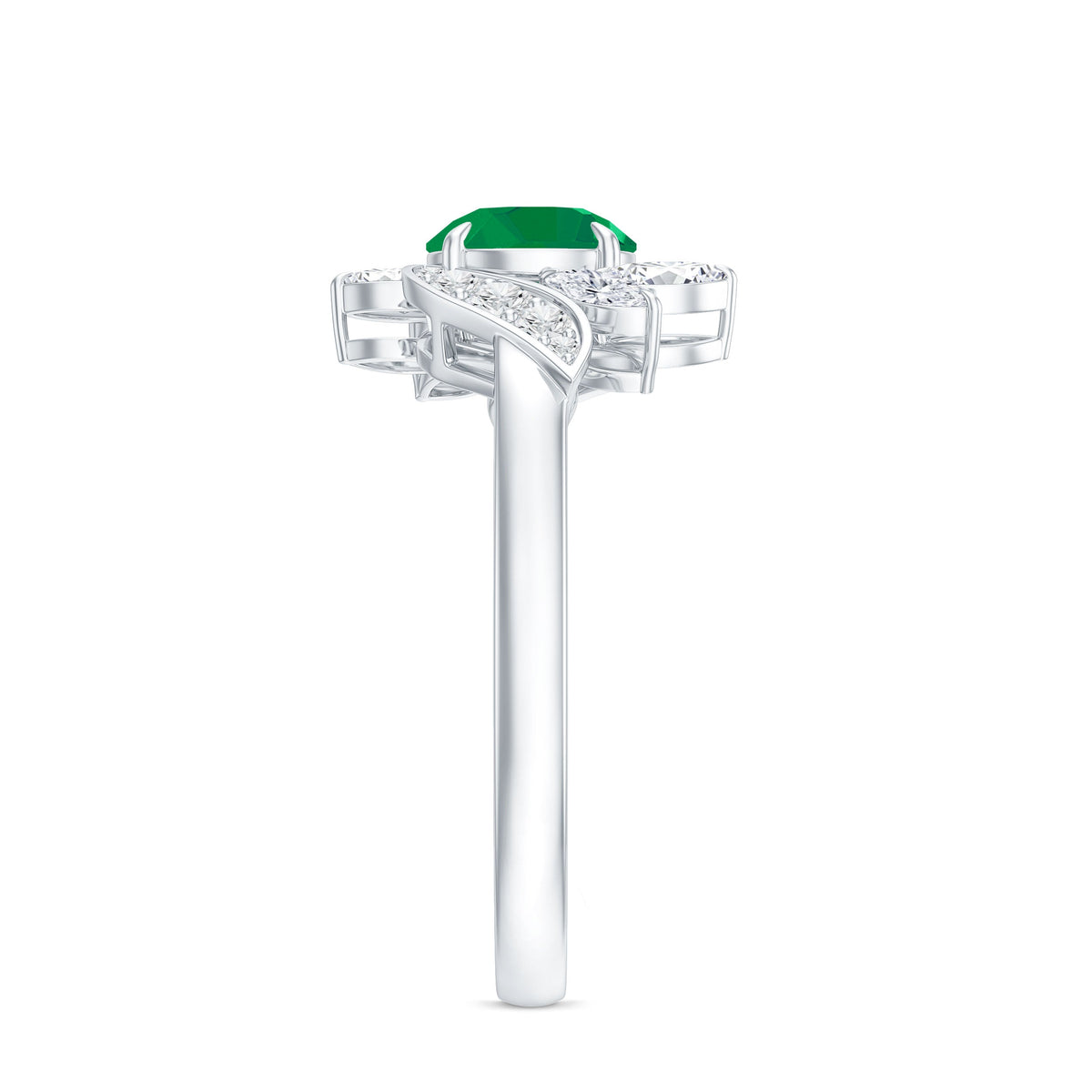 Natural 0.4 Carat Emerald Engagement Ring with Diamond