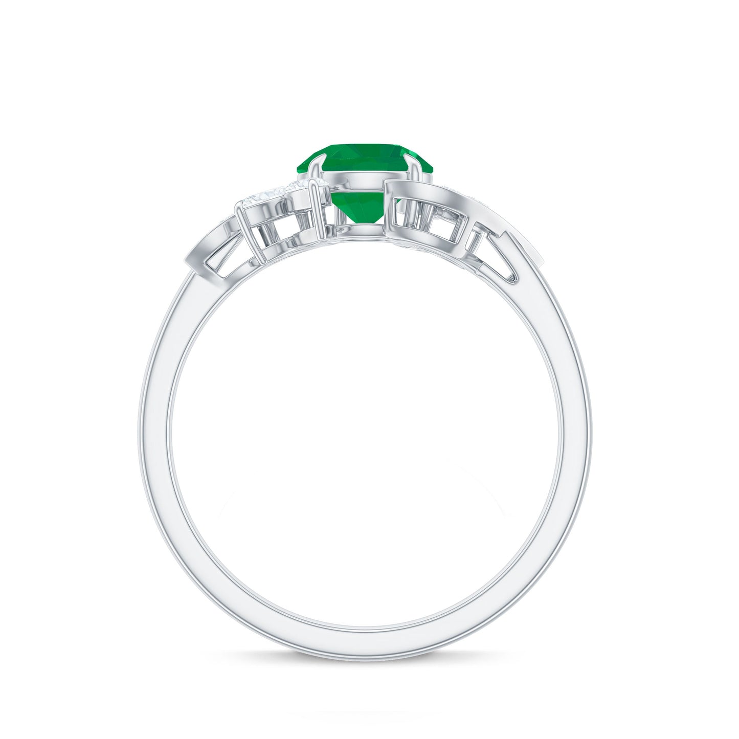 Natural 0.4 Carat Emerald Engagement Ring with Diamond