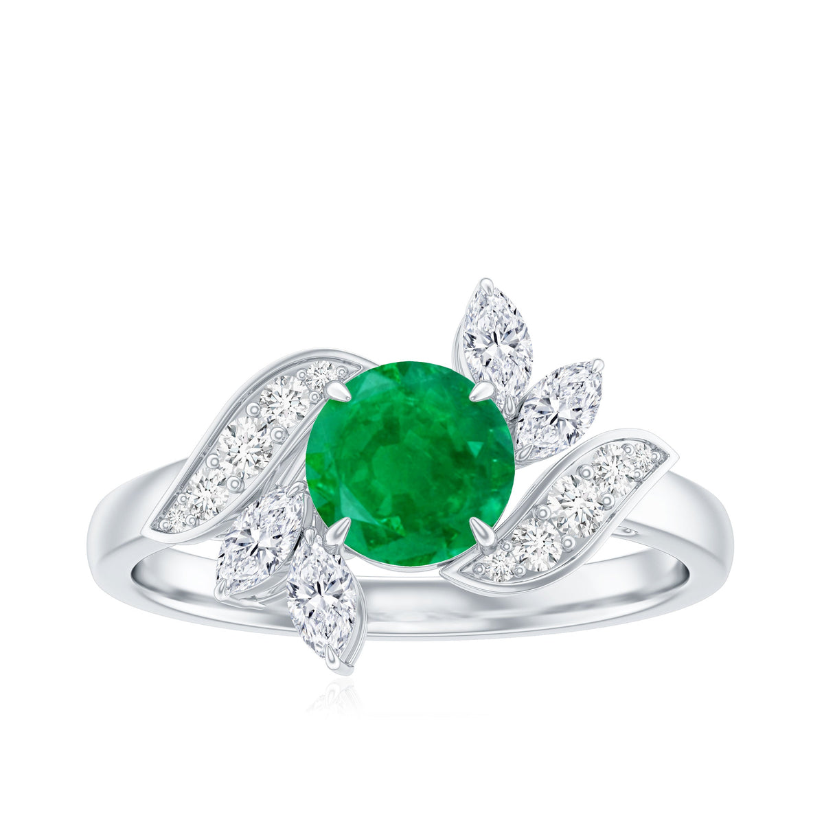 Natural 0.4 Carat Emerald Engagement Ring with Diamond
