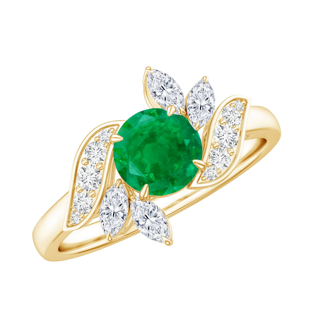 Natural 0.4 Carat Emerald Engagement Ring with Diamond