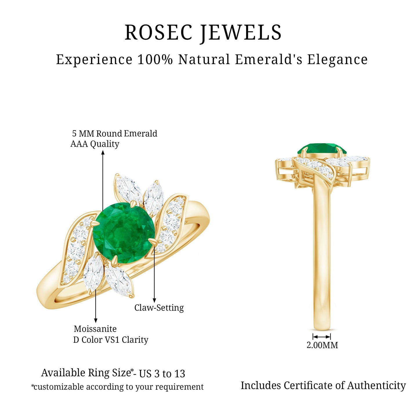 Natural 0.4 Carat Emerald Engagement Ring with Diamond