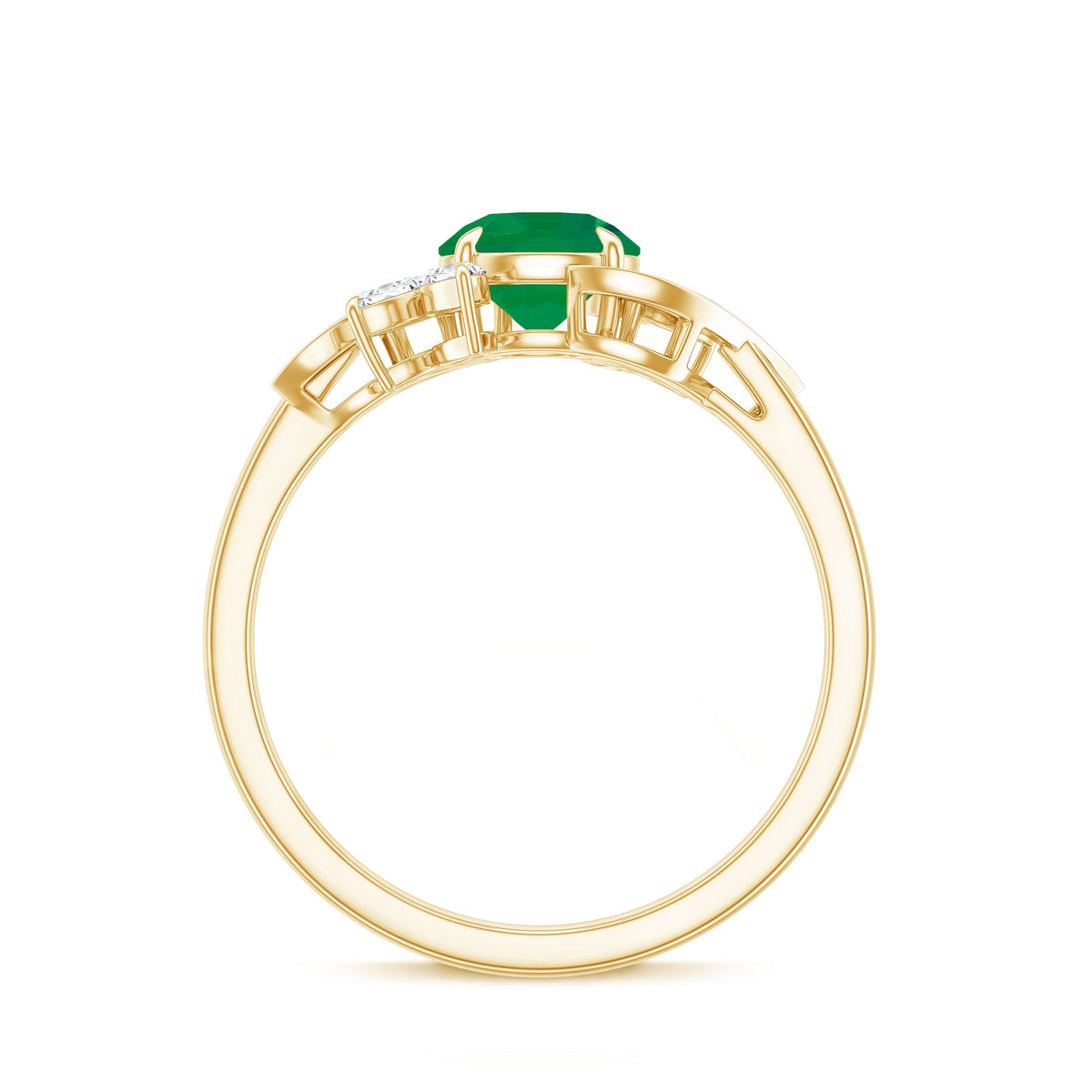 Natural 0.4 Carat Emerald Engagement Ring with Diamond