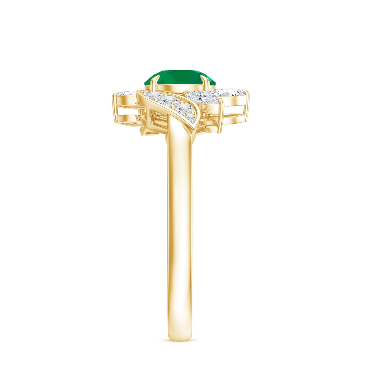 Natural 0.4 Carat Emerald Engagement Ring with Diamond