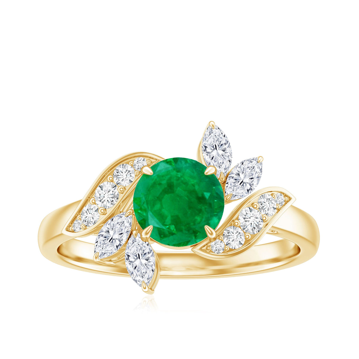 Natural 0.4 Carat Emerald Engagement Ring with Diamond