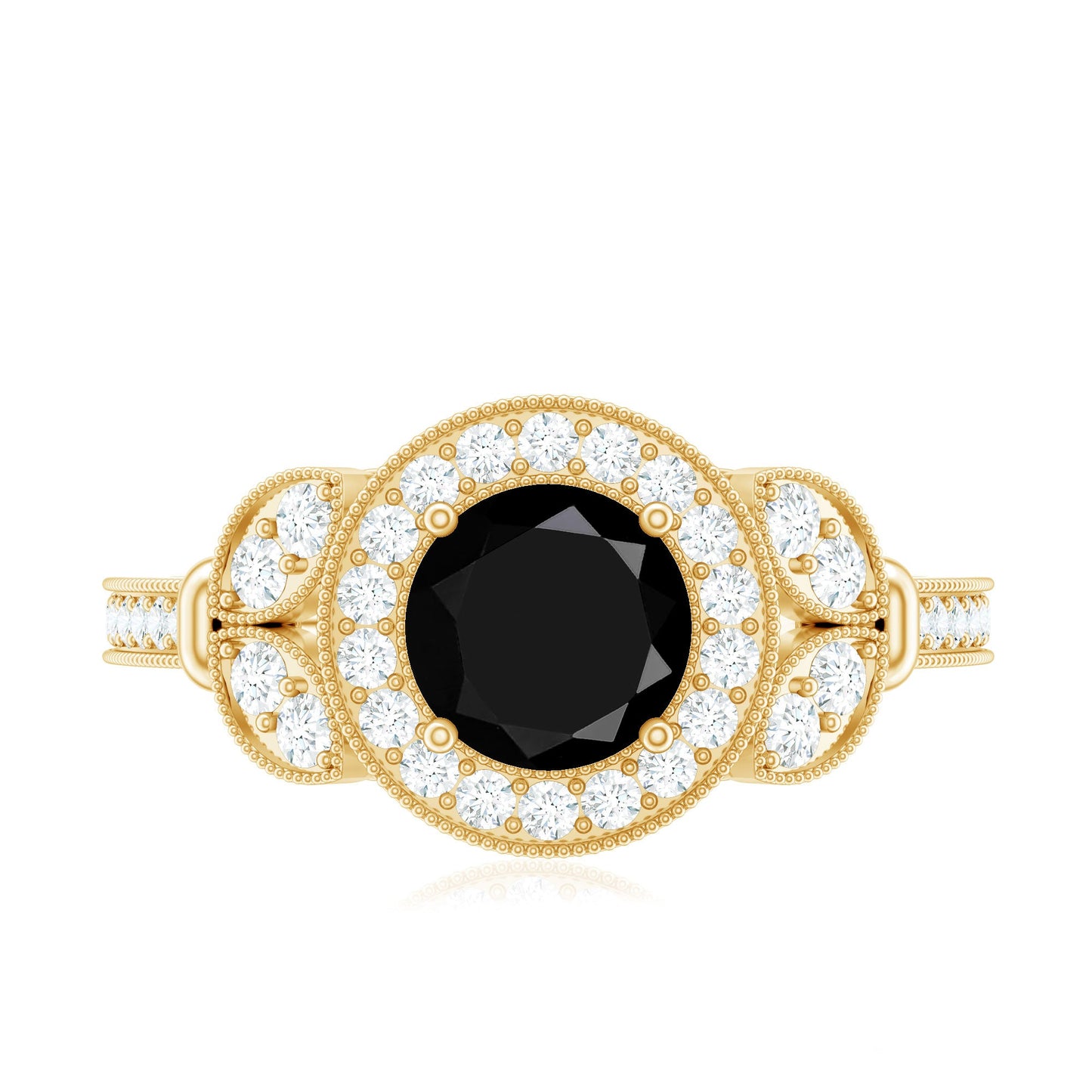 Vintage Style 2 Carat Lab Grown Black Diamond Engagement Ring with Moissanite