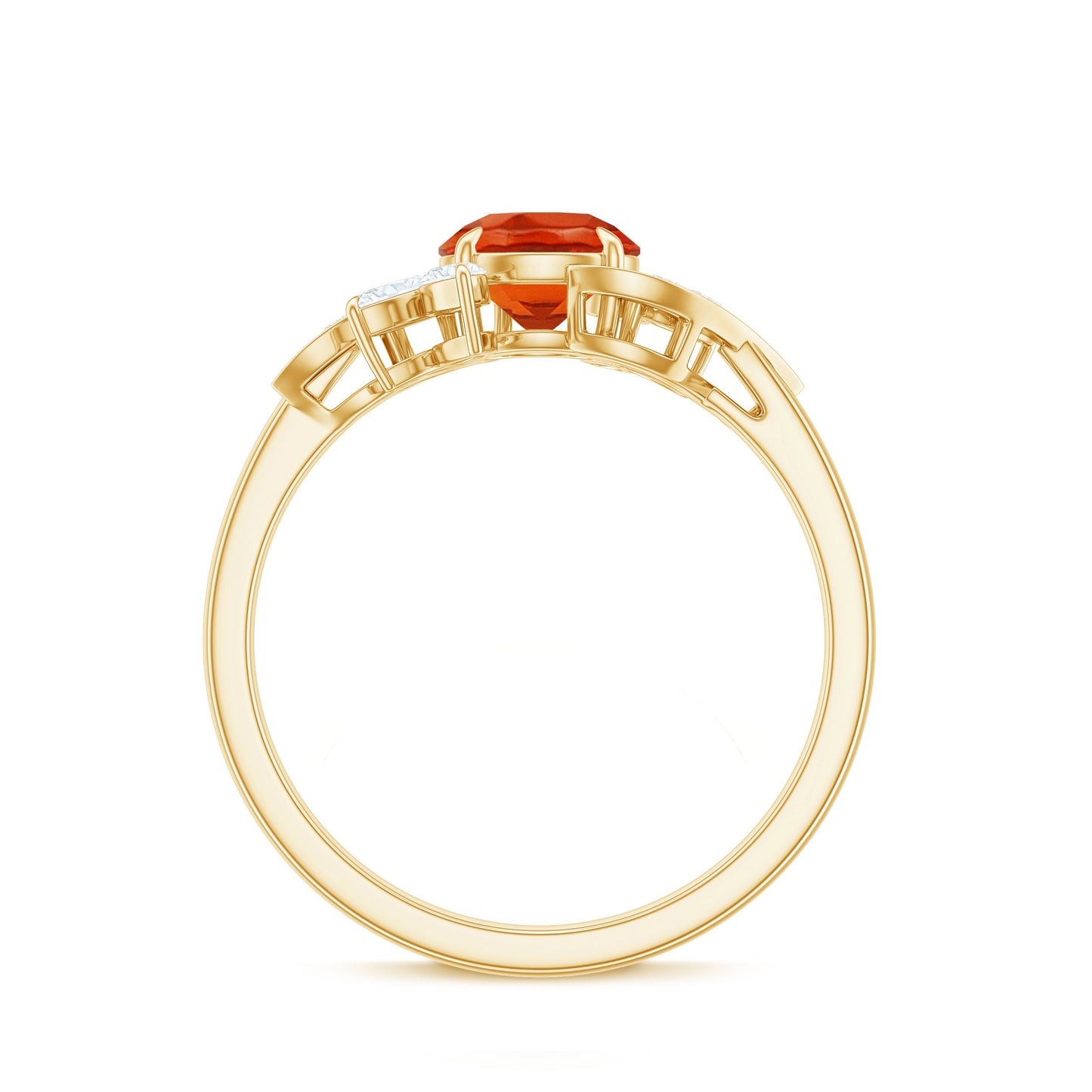 0.7 Carat Fire Opal Flower Engagement Ring with Diamond