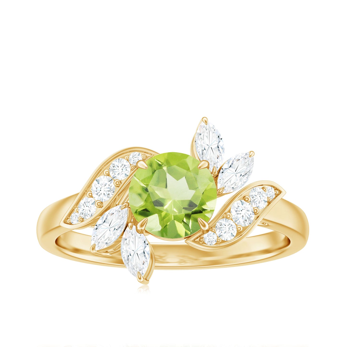 Nature Inspired 2 Carat Peridot Engagement Ring with Diamond