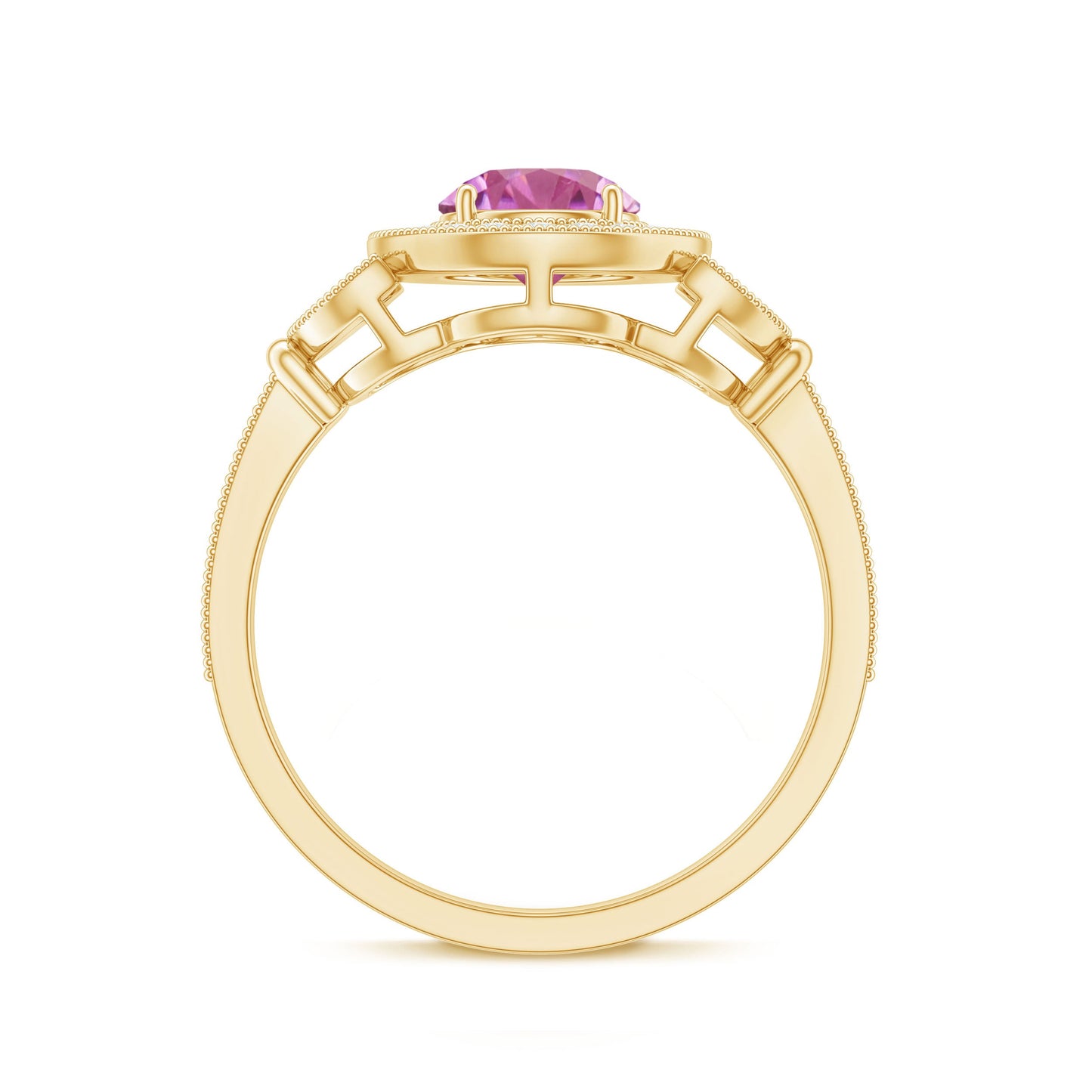 Pink Tourmaline Vintage Style Engagement Ring with Diamond