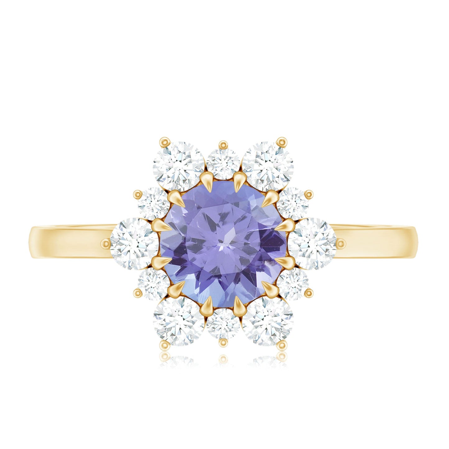 Natural Tanzanite and Diamond Engagement Ring with Claw Setting