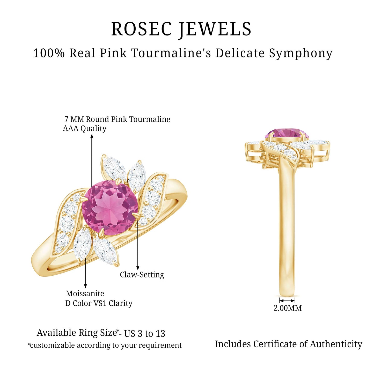 1.2 Carat Pink Tourmaline Flower Engagement Ring with Diamond