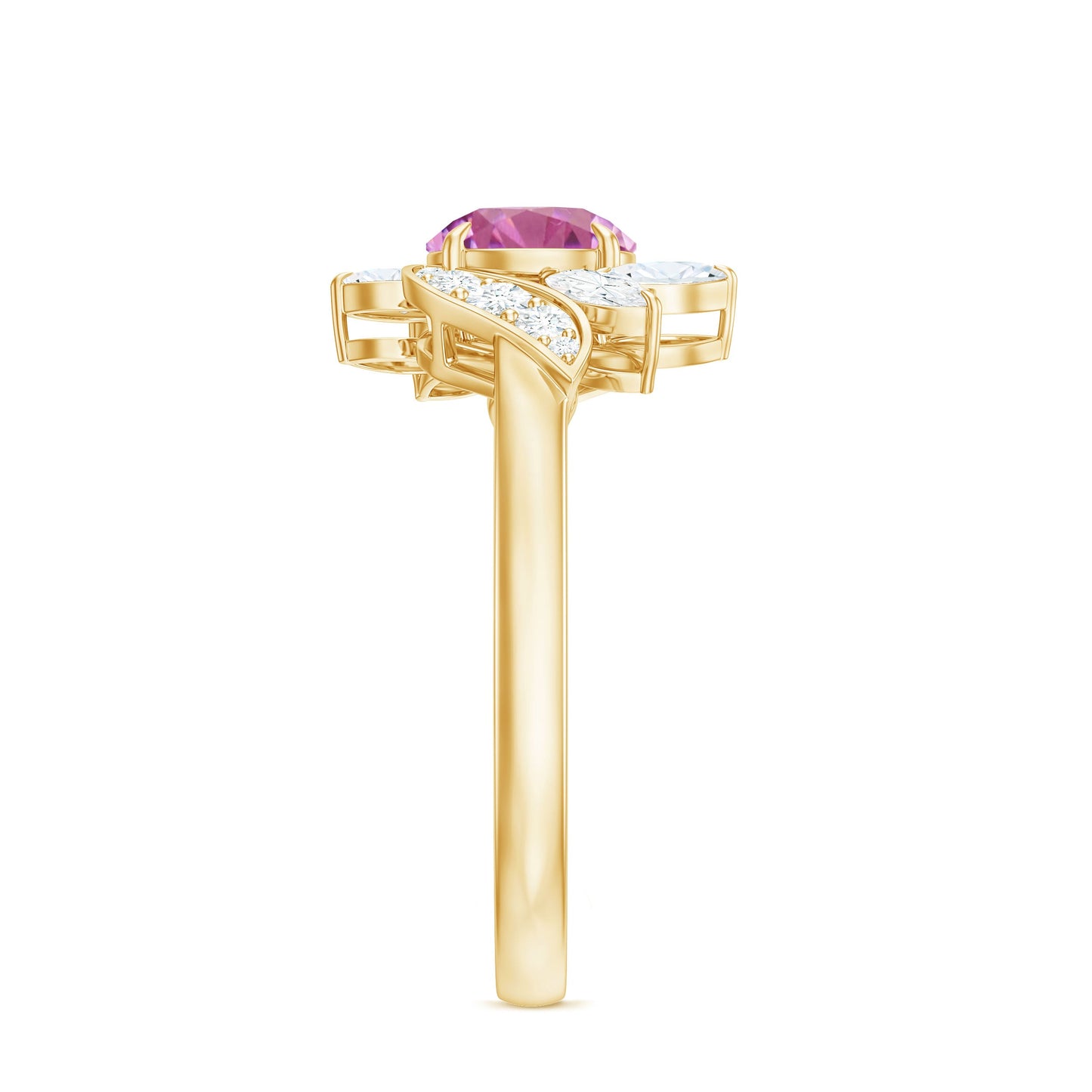 1.2 Carat Pink Tourmaline Flower Engagement Ring with Diamond