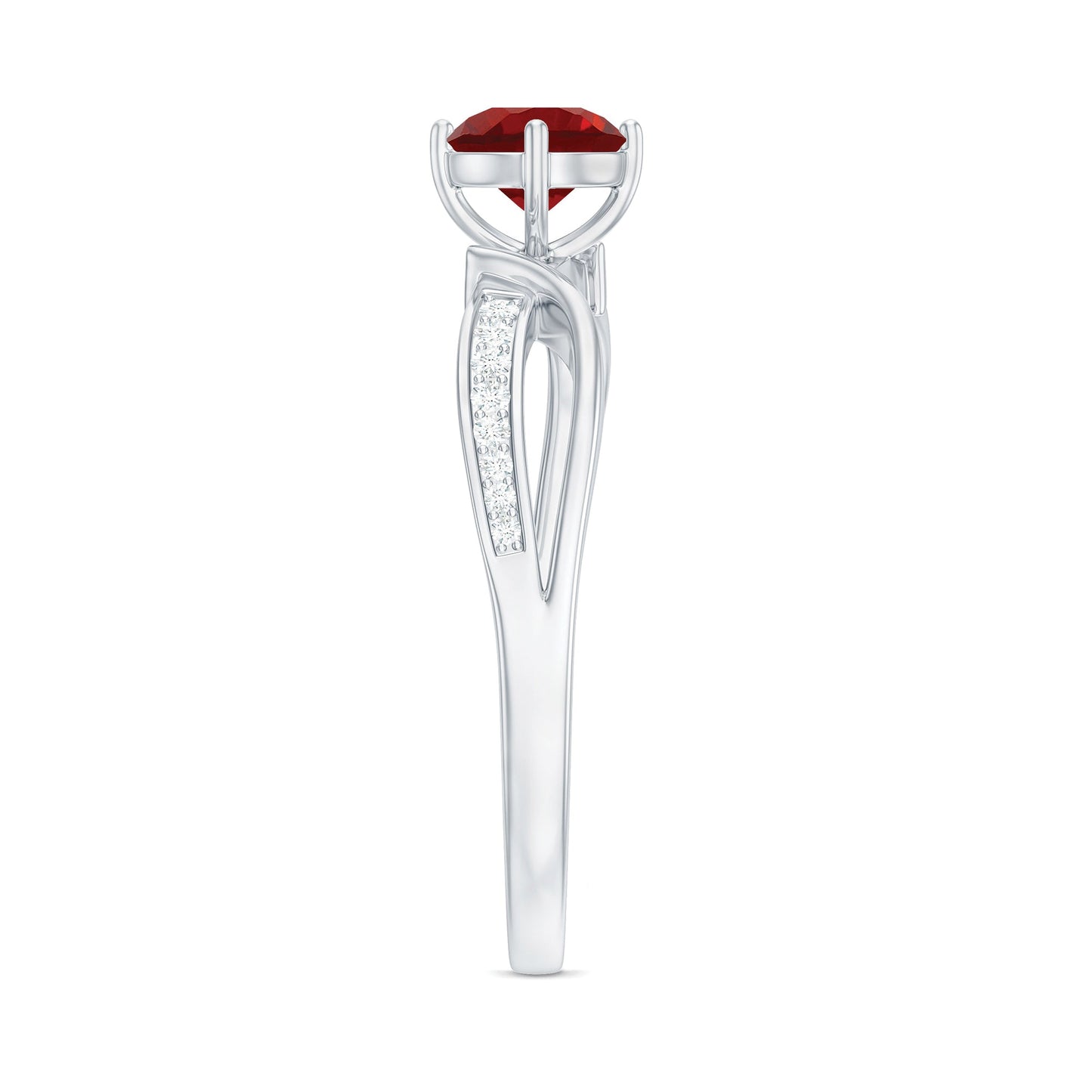 Solitaire Lab Created Ruby Infinity Engagement Ring with Diamonds