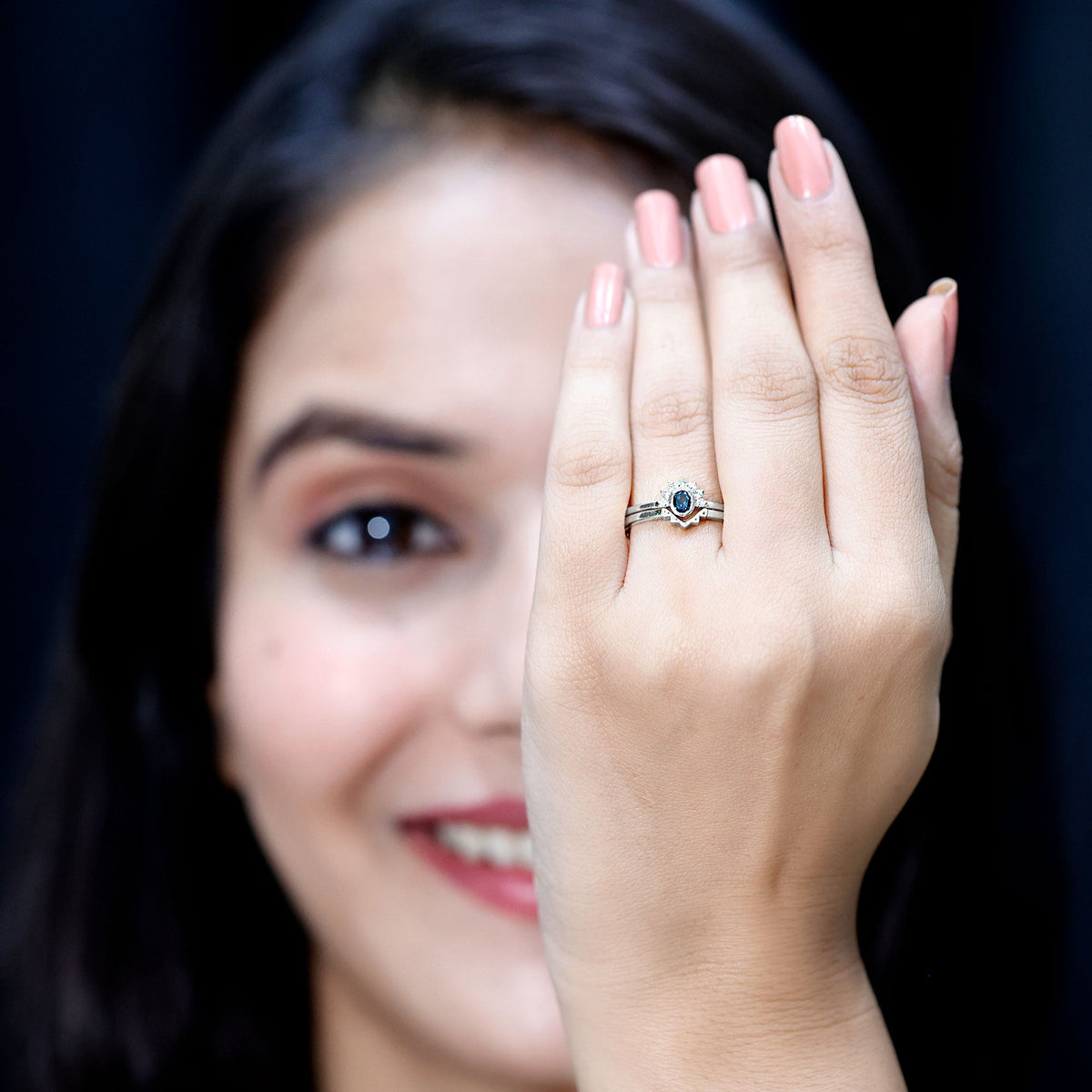 Real London Blue Topaz Engagement Ring With Enhancer in Silver