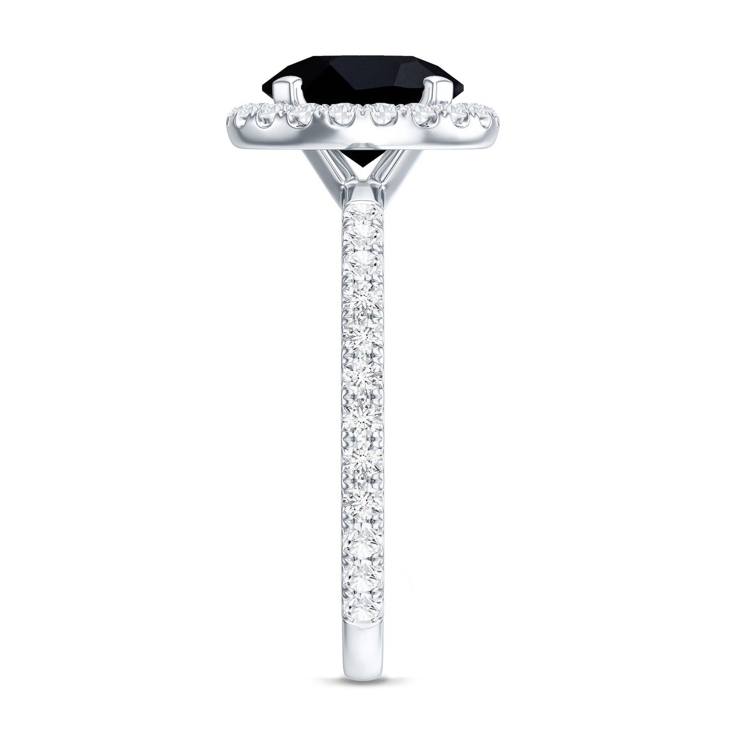 Certified 2 Carat Lab Grown Black and White Diamond Engagement Ring with Halo