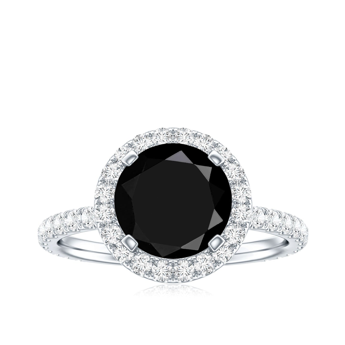 Certified 2 Carat Lab Grown Black and White Diamond Engagement Ring with Halo