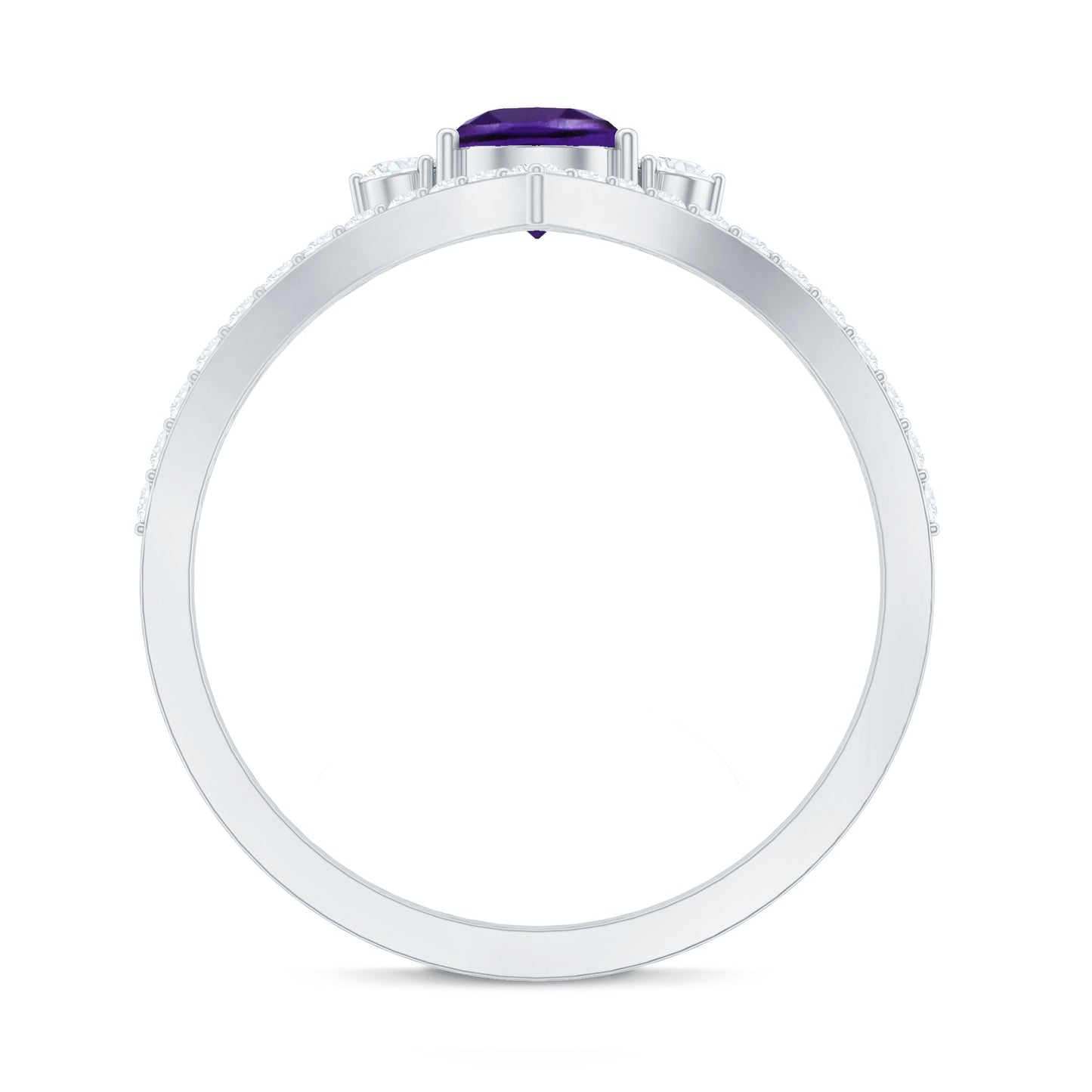Pear Amethyst and Diamond Designer Ring