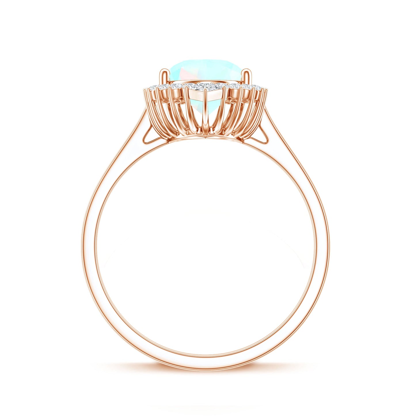 Certified Real 2 Carat Ethiopian Rainbow Opal Teardrop Engagement Ring with Diamond Halo