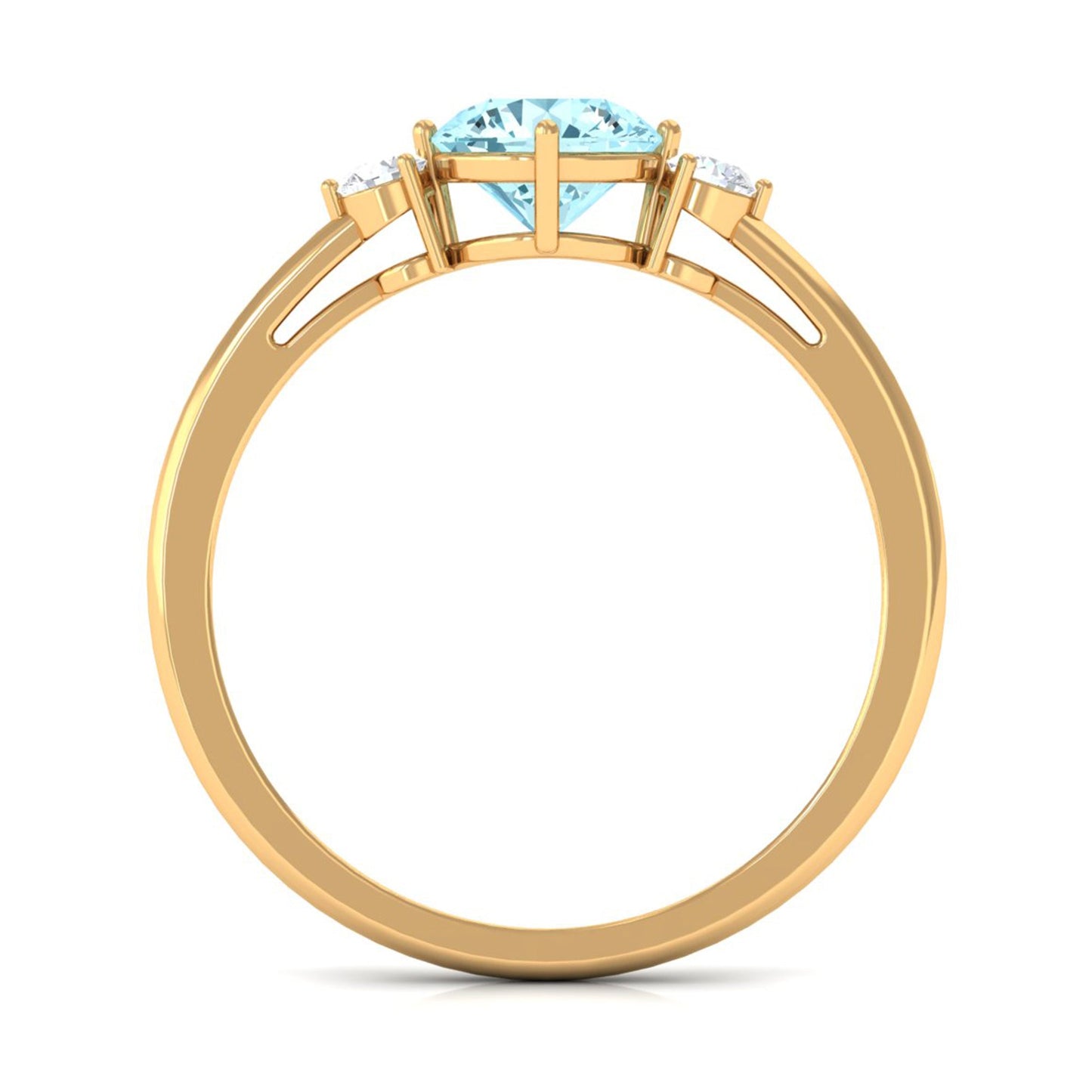 0.8 Carat Aquamarine and Diamond Three Stone Minimal Ring