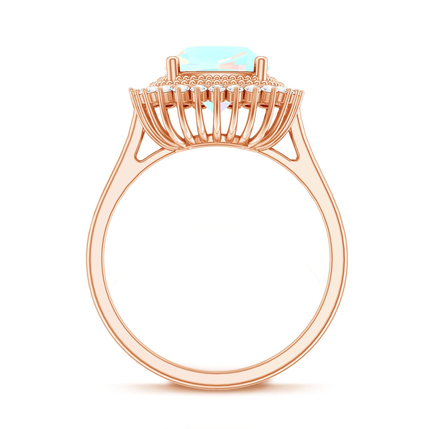 Natural 1.8 Carat Cushion Cut Opalescent Vintage Looking Engagement Ring with Diamond Halo