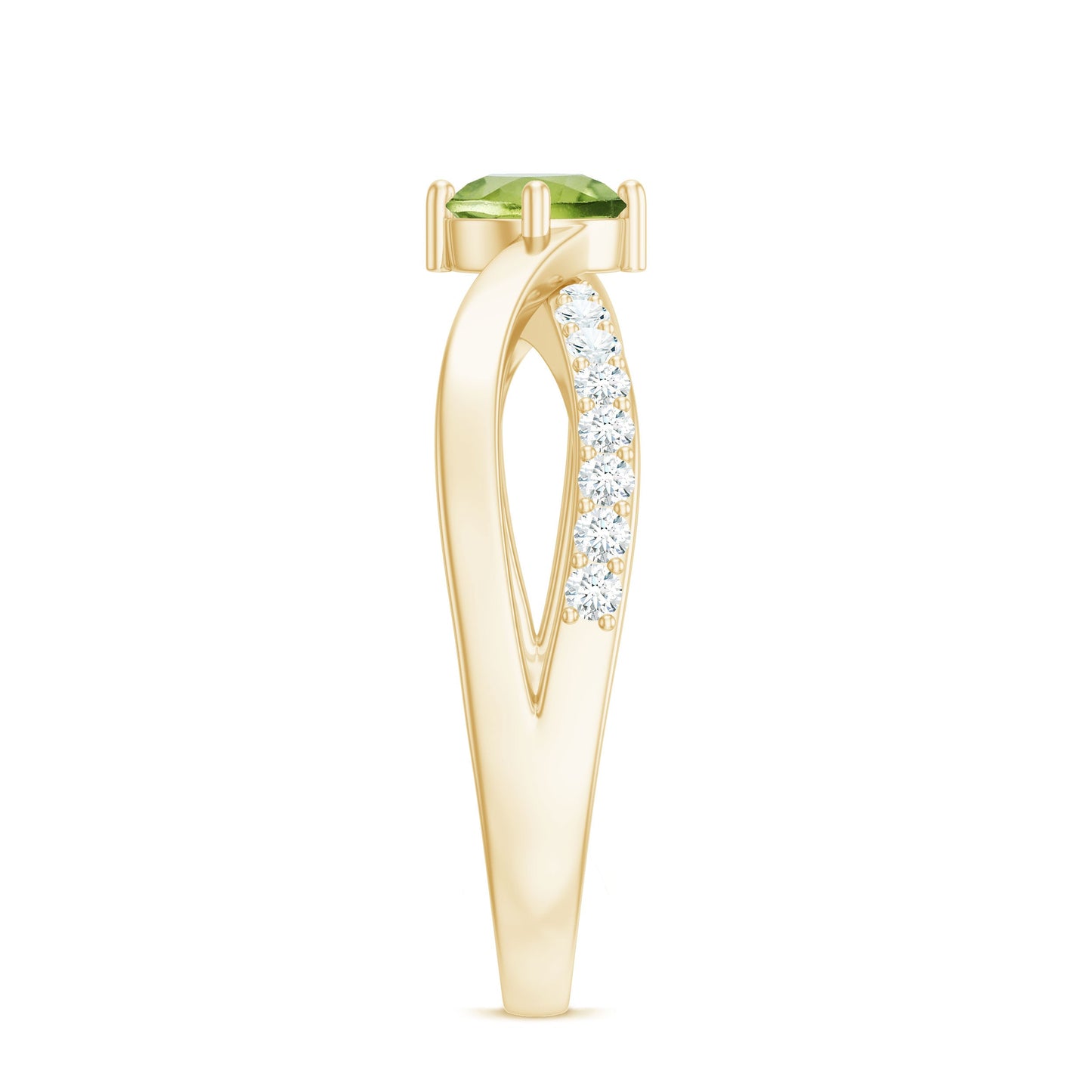 Natural 0.5 Carat Peridot Infinity Promise Ring with Diamond