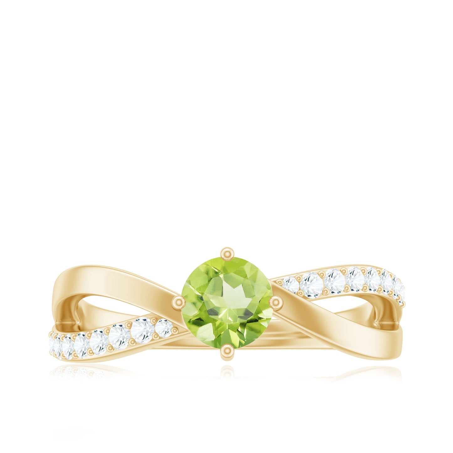 Natural 0.5 Carat Peridot Infinity Promise Ring with Diamond