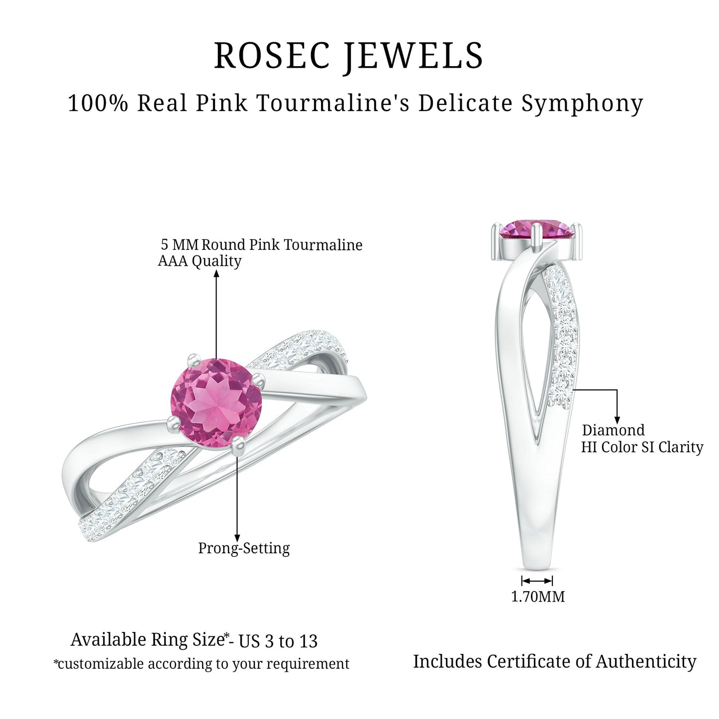 0.4 Carat Pink Tourmaline and Diamond Infinity Engagement Ring