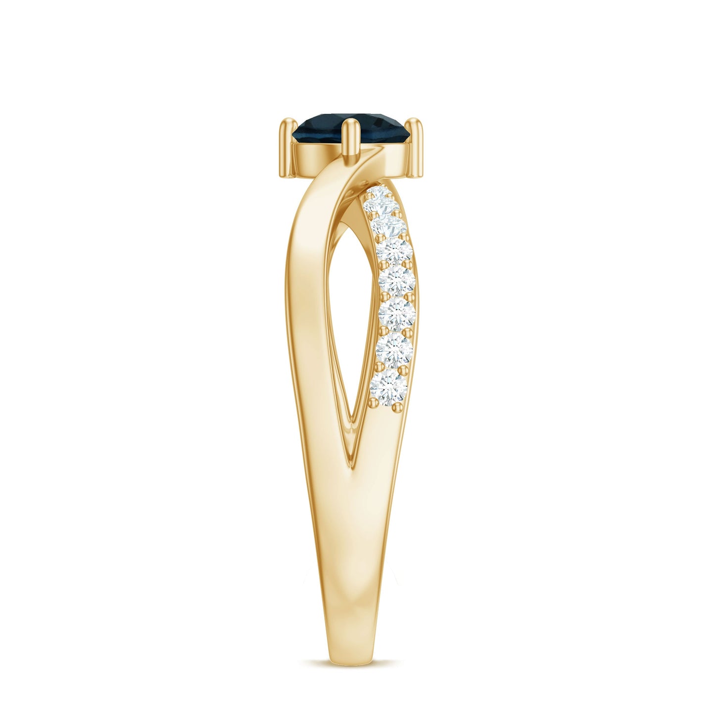 Certified London Blue Topaz Proposal Ring With Diamond