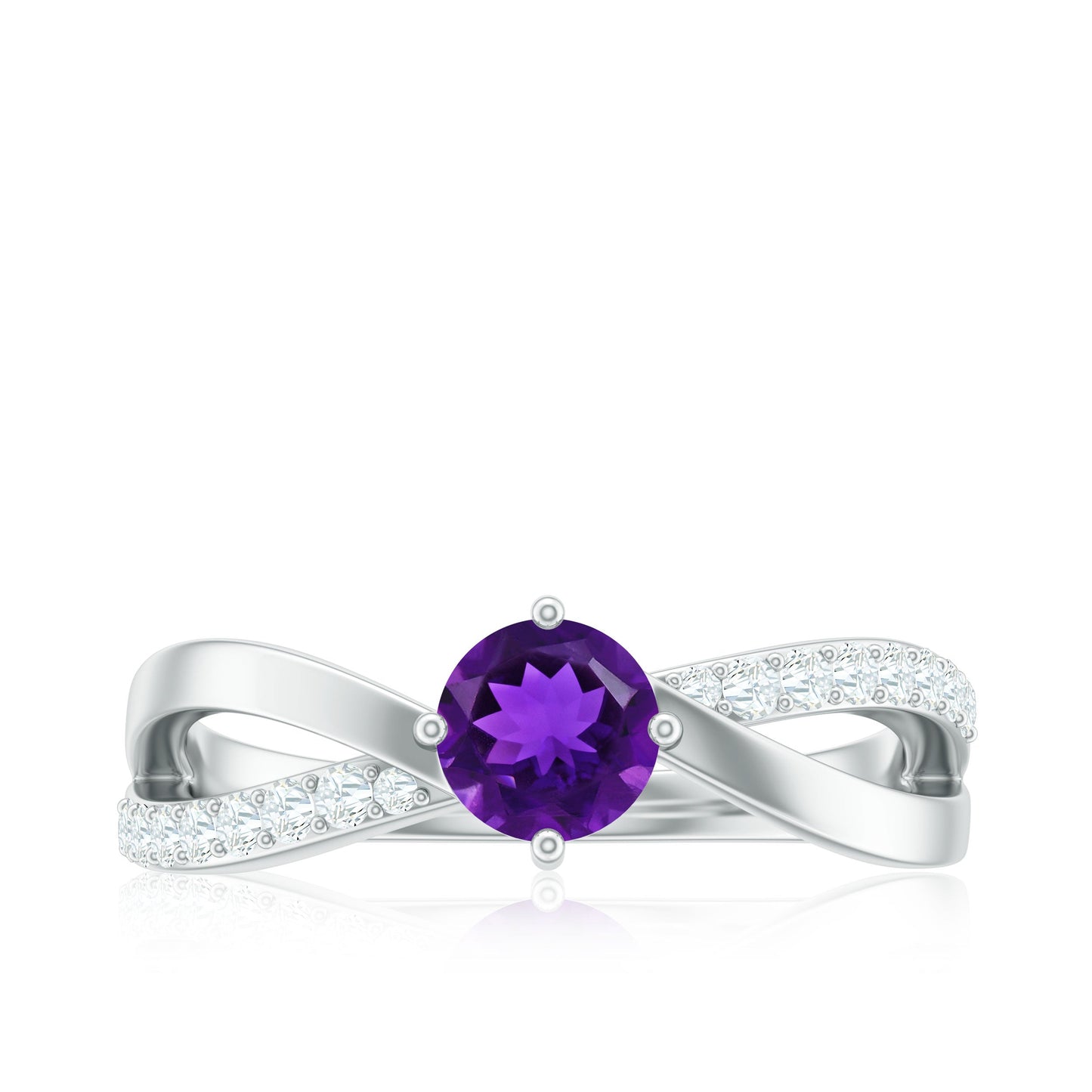 Real Amethyst Diamond Infinity Engagement Ring for Women