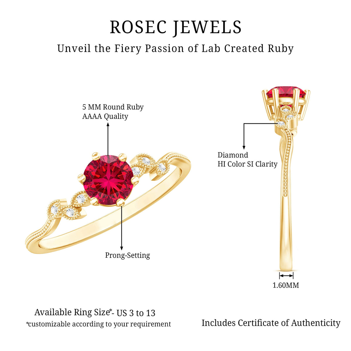 Lab Created Ruby and Diamond Leaf Promise Ring