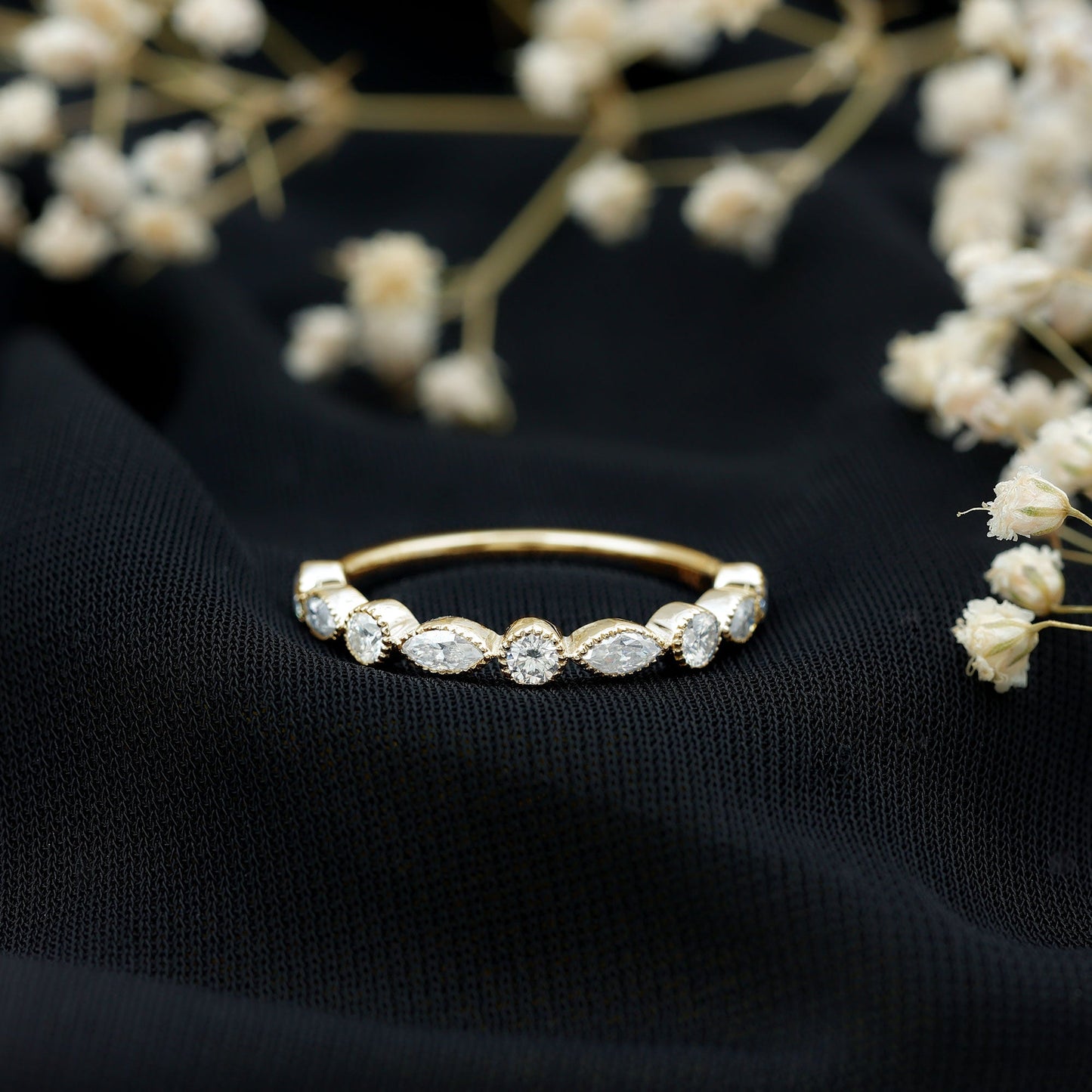 Certified Bezel Set Moissanite Eternity Band Ring