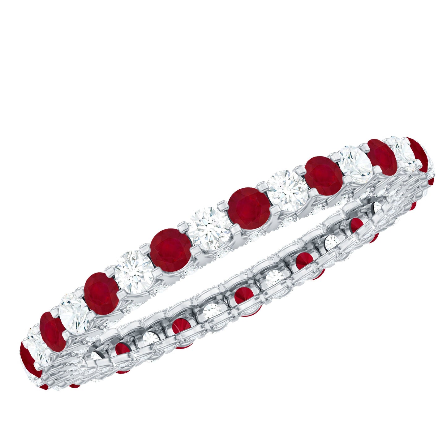 Natural Ruby Diamond Eternity Ring for Anniversary
