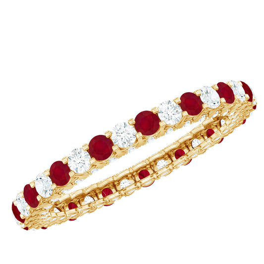 Natural Ruby Diamond Eternity Ring for Anniversary
