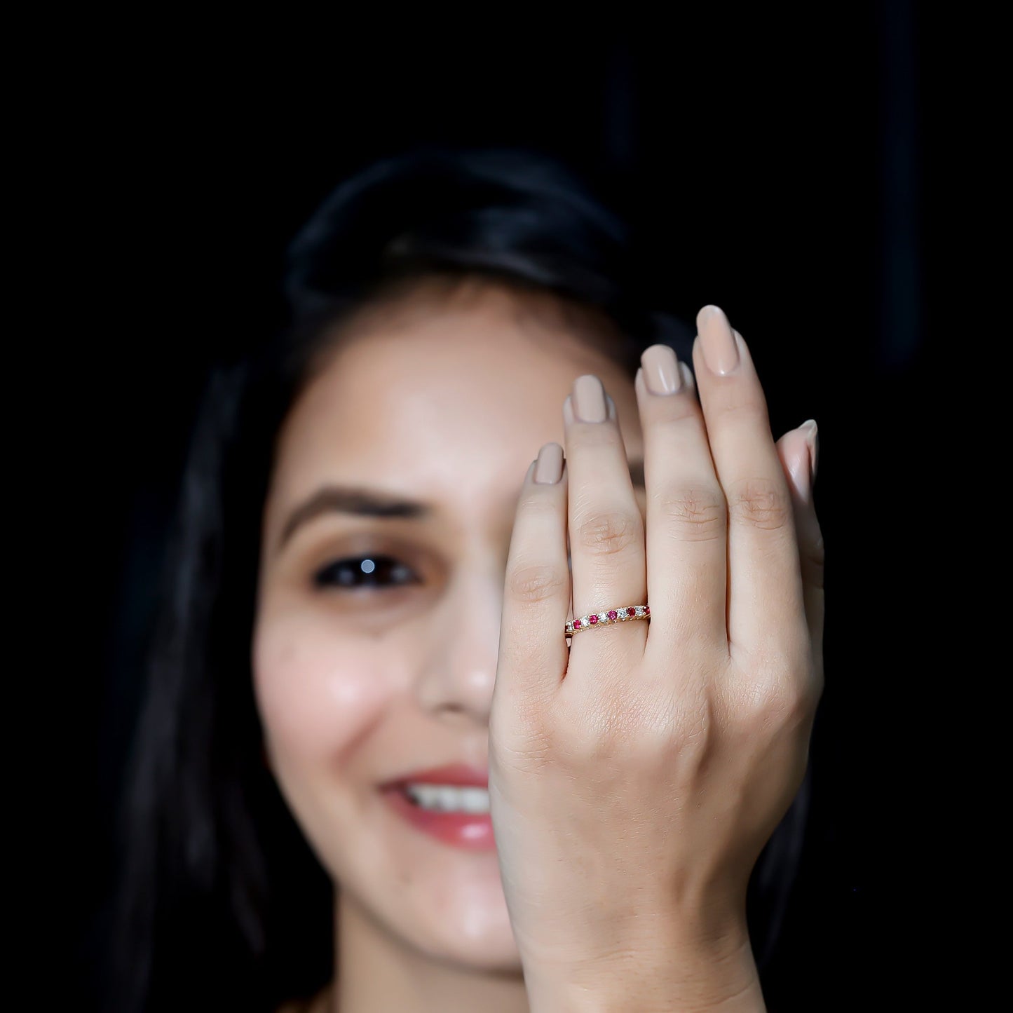 Natural Ruby Diamond Eternity Ring for Anniversary