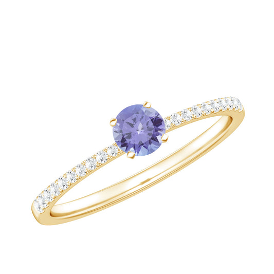 Minimal Tanzanite Diamond Promise Ring for Engagement