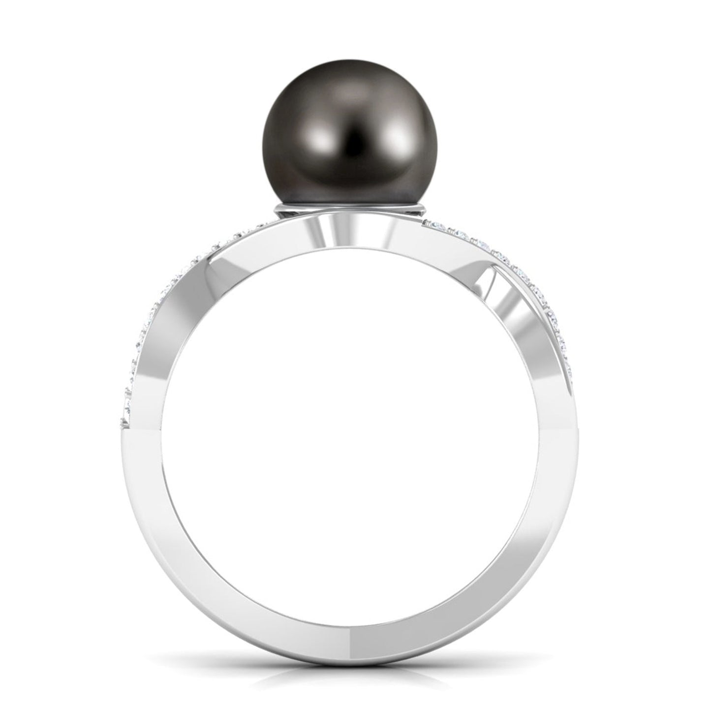 Tahitian Pearl Crossover Diamond Infinity Engagement Ring