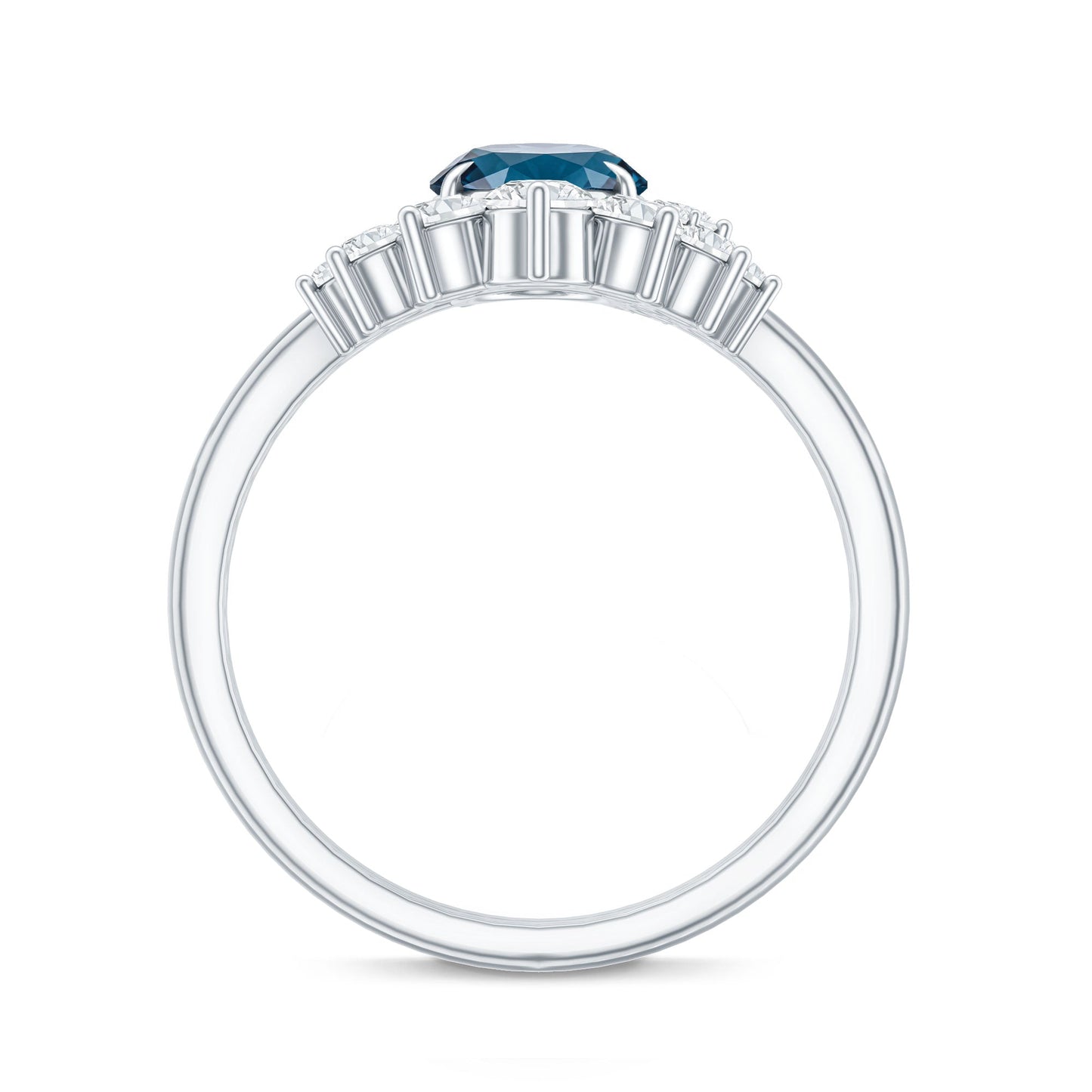 Oval London Blue Topaz and Diamond Designer Ring Set