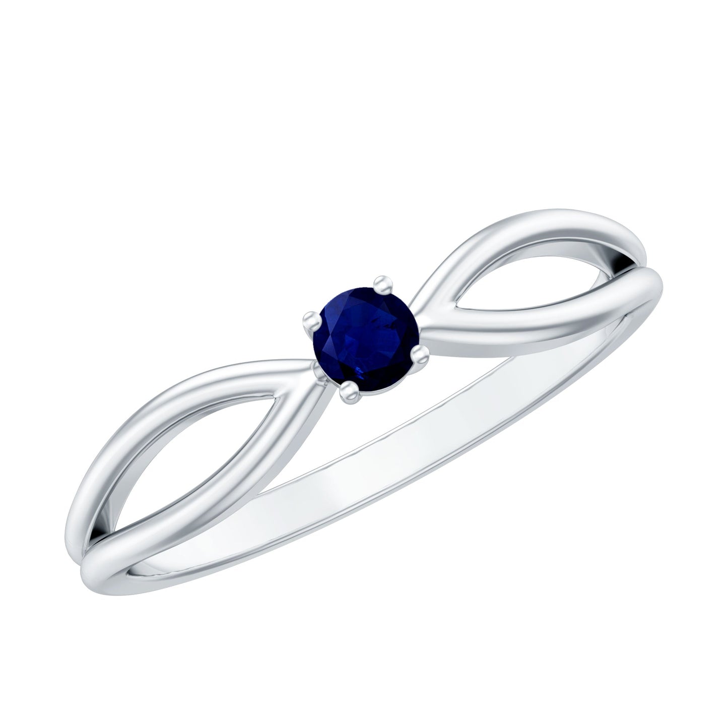 Natural Blue Sapphire Cute Promise Ring with Split Shank