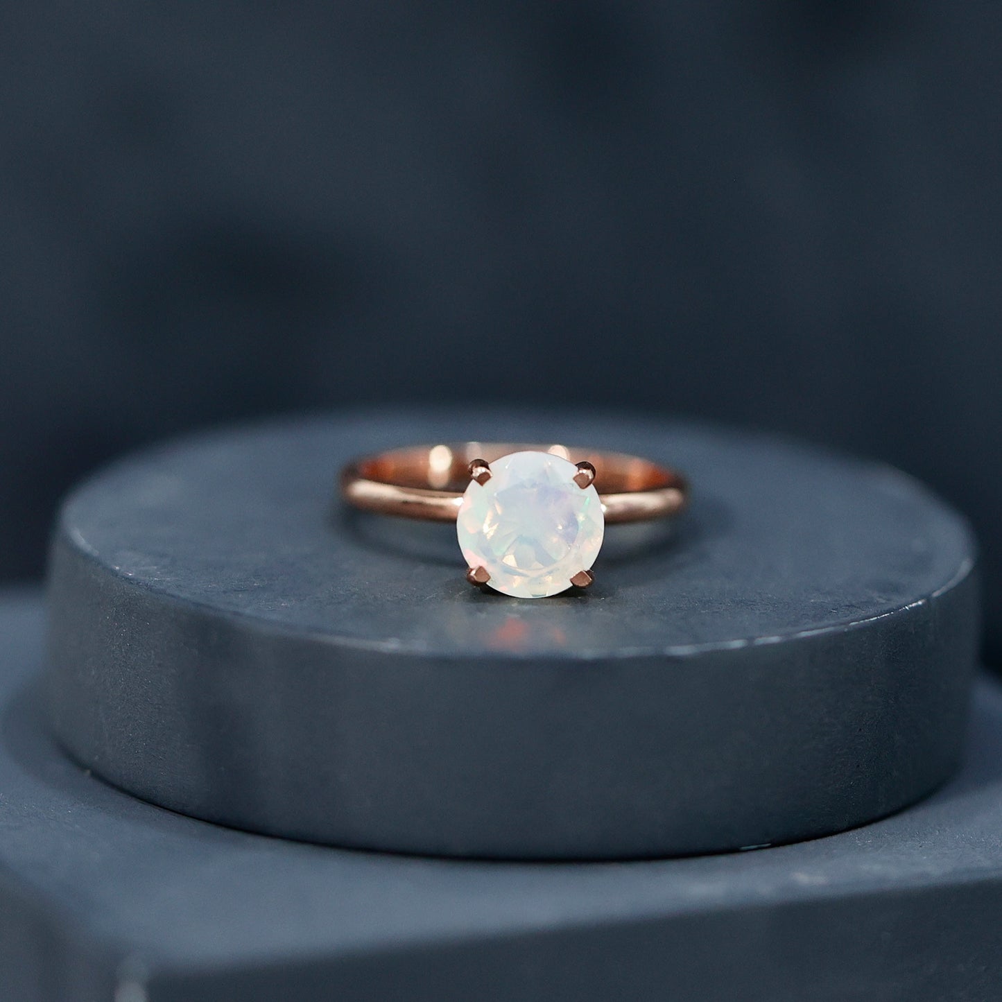 Classic 2 Carat Solitaire Ethiopian Rainbow Opal Engagement Ring