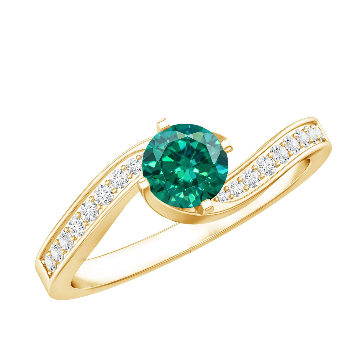 Certified 0.8 Carat Lab Grown Emerald Diamond Bypass Engagement Ring