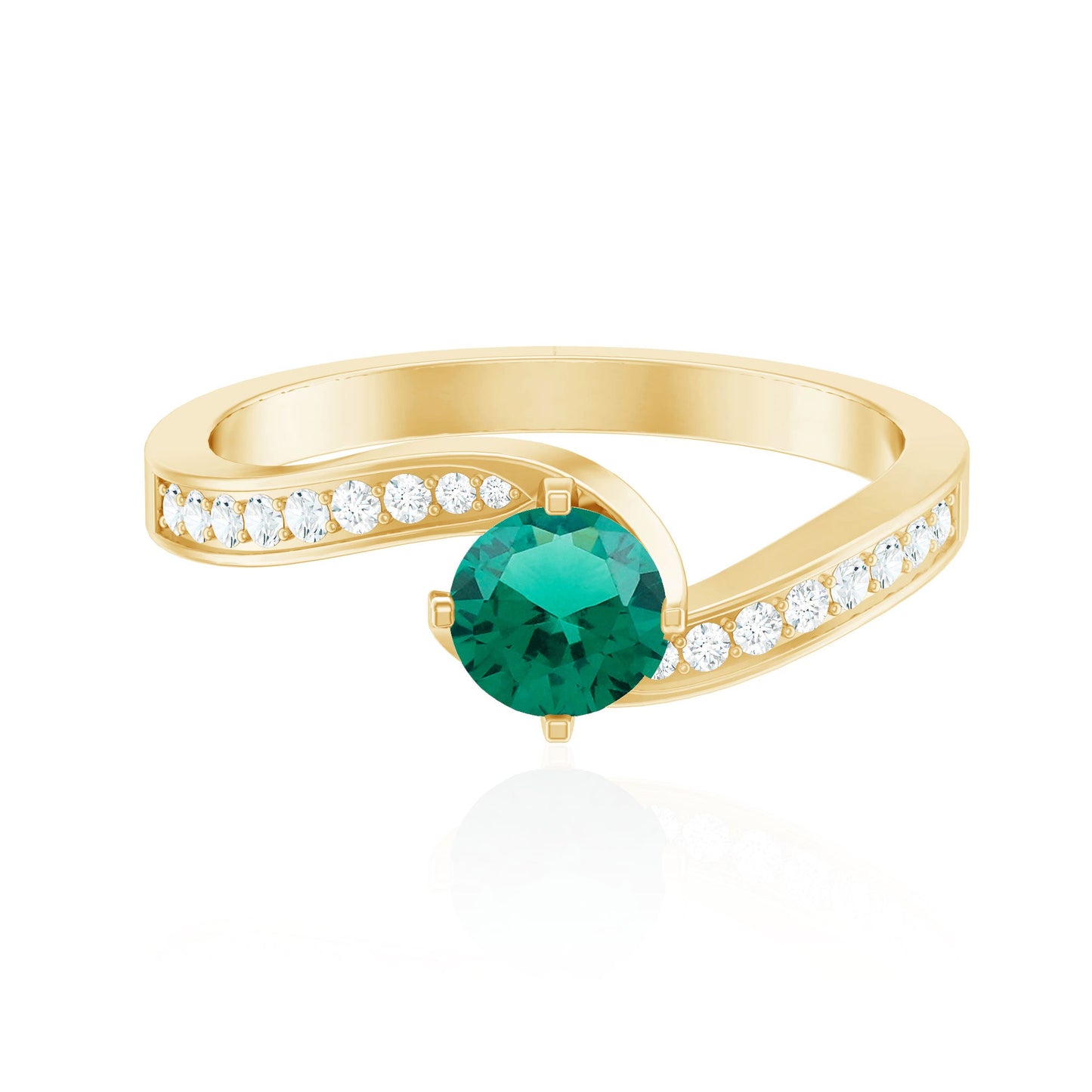 Certified 0.8 Carat Lab Grown Emerald Diamond Bypass Engagement Ring
