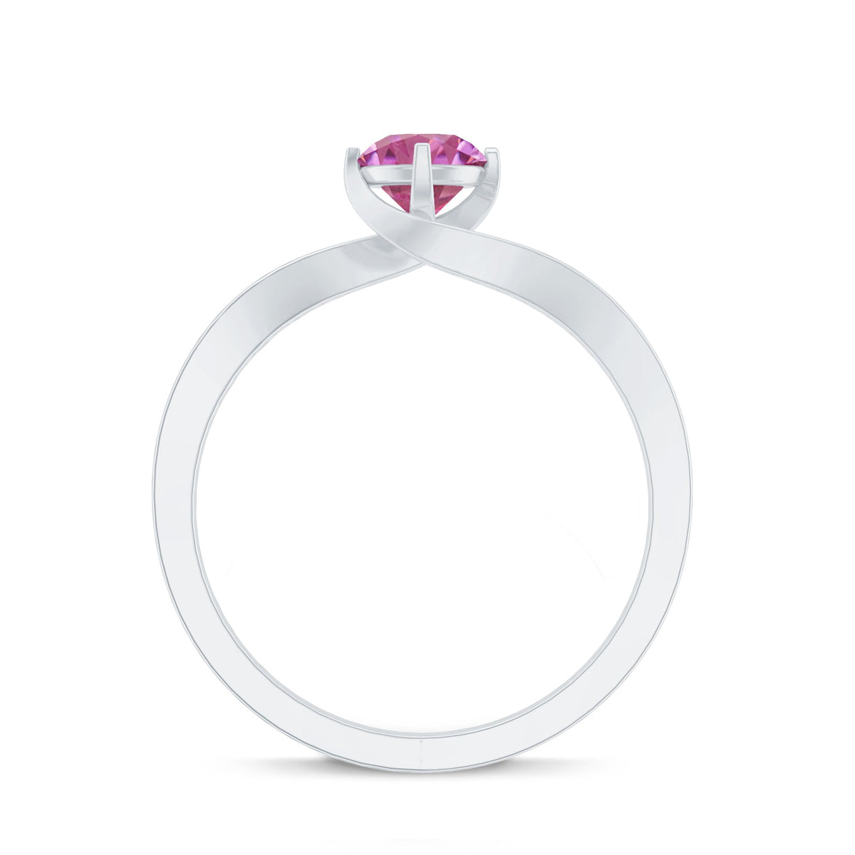Pink Tourmaline Solitaire Bypass Ring with Diamond