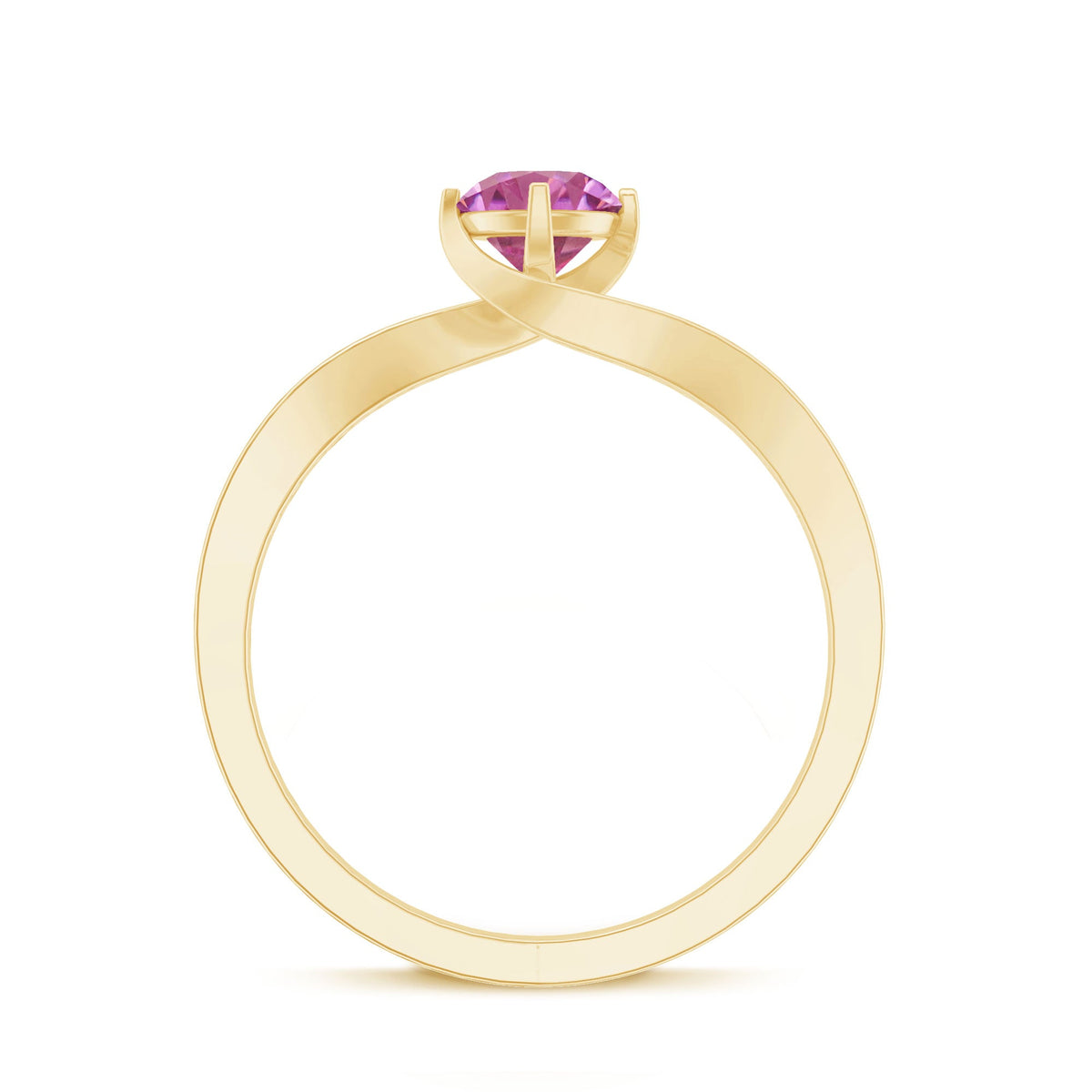 Pink Tourmaline Solitaire Bypass Ring with Diamond