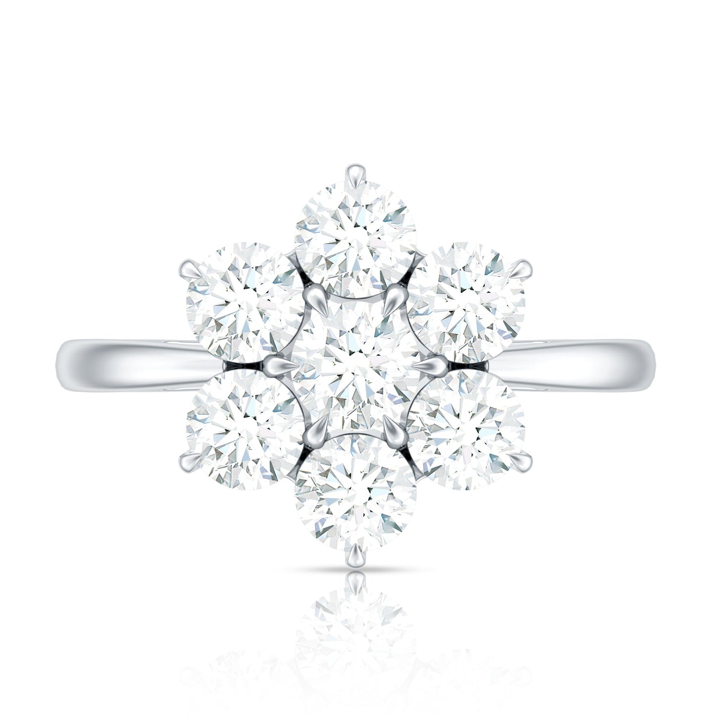 Certified Moissanite Beautiful Flower Engagement Ring