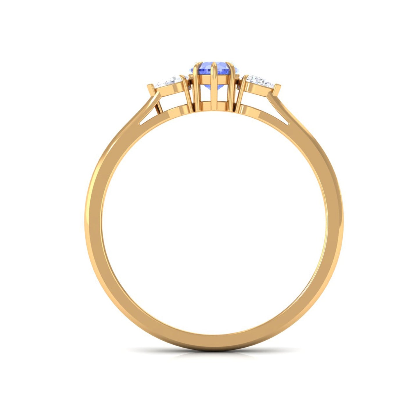 0.9 Carat Heart Shape Tanzanite 3 Stone Promise Ring with Diamond