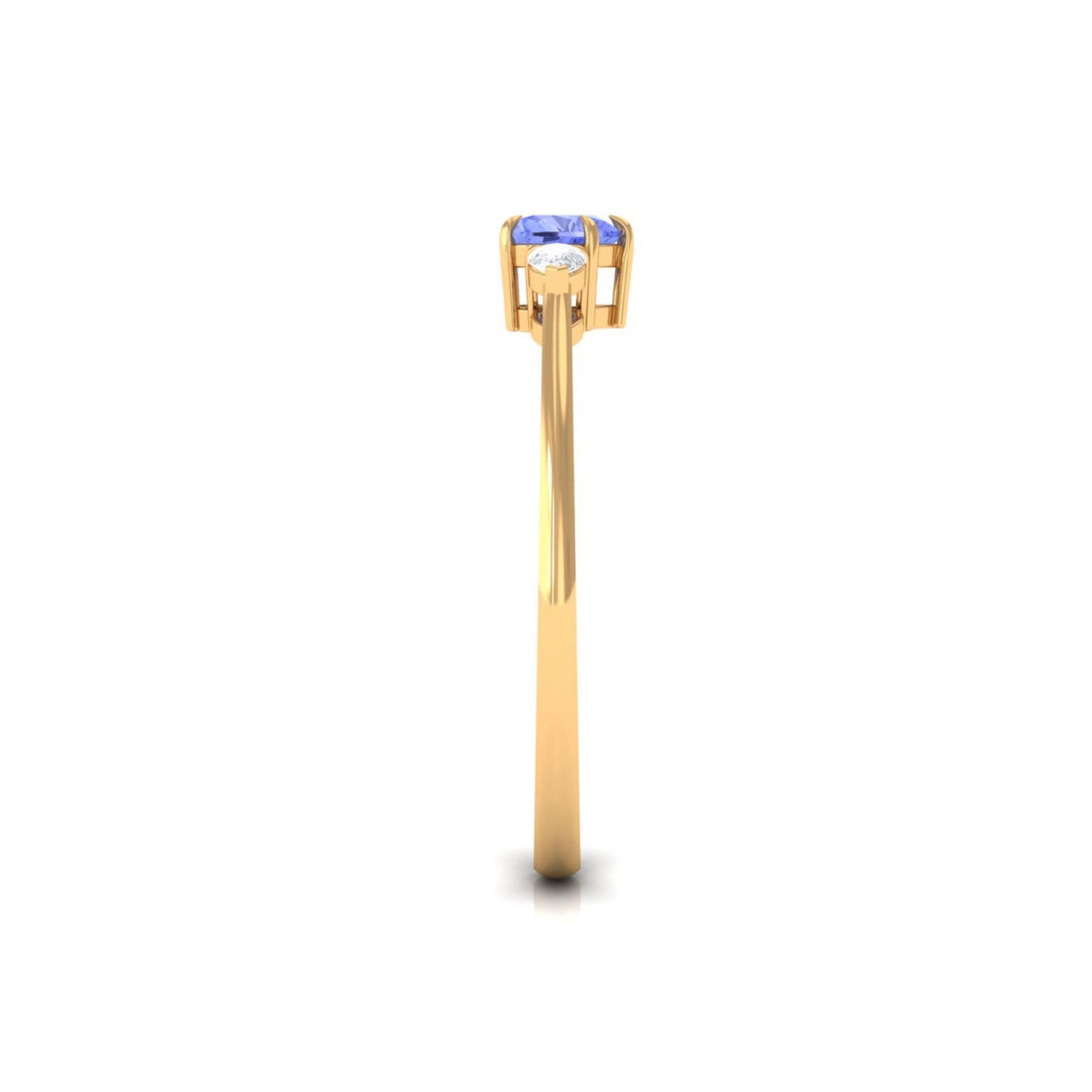 0.9 Carat Heart Shape Tanzanite 3 Stone Promise Ring with Diamond